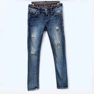 Rock Revival Skinny Jeans Size 25 | Distressed Stitch Detail Denim
